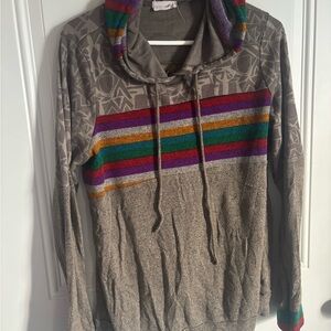 Colorful Striped Hoodie with Geometric Patterns